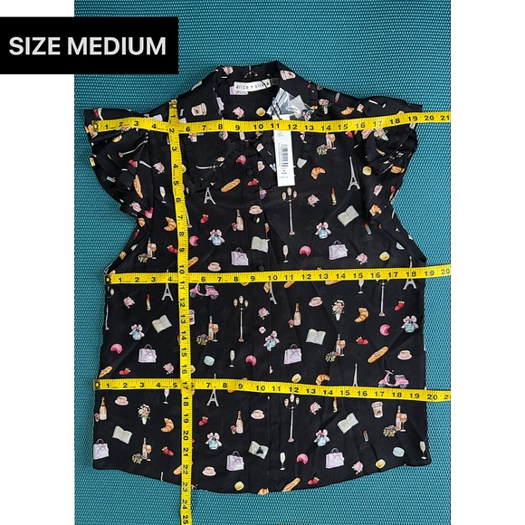 Alice + Olivia Martel Flutter Sleeve Silk Blouse Top - Picture 10 of 13